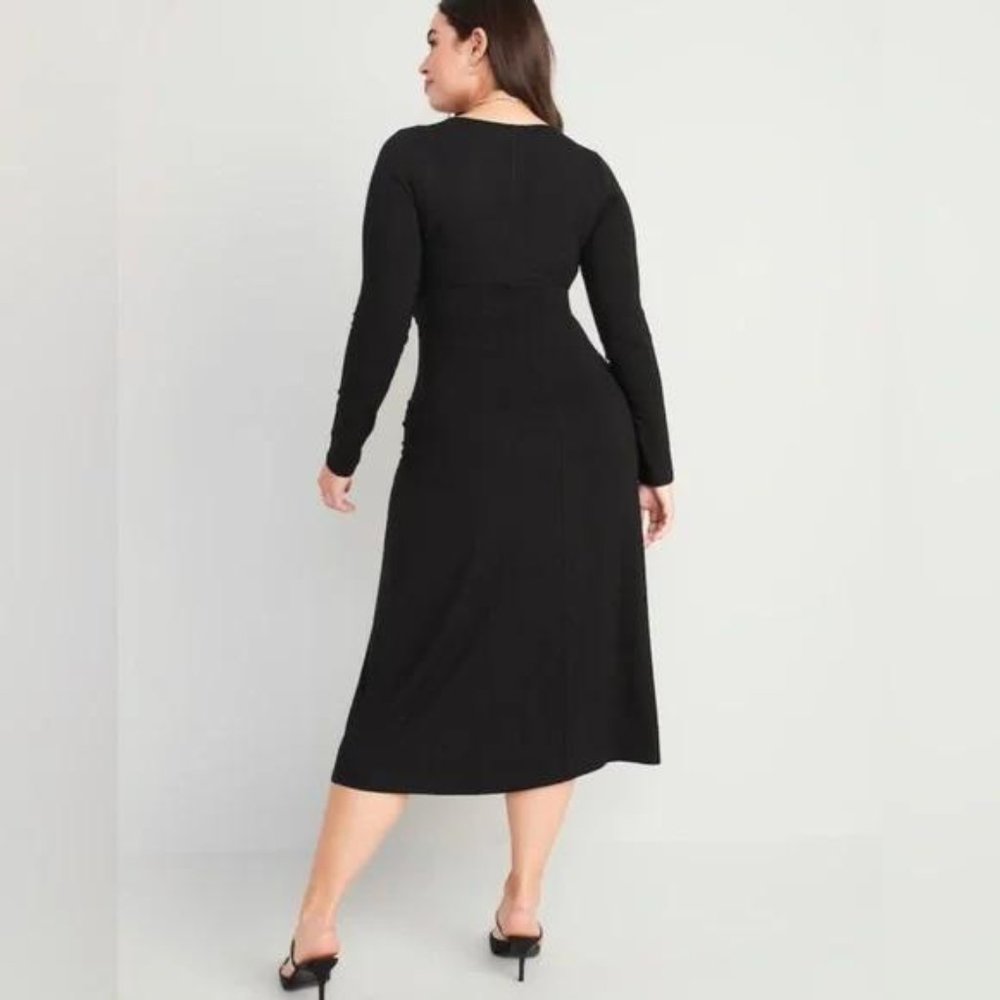 Old Navy Fit & Flare Twist-Front Cutout Midi Dress for Women New - Picture 5 of 7